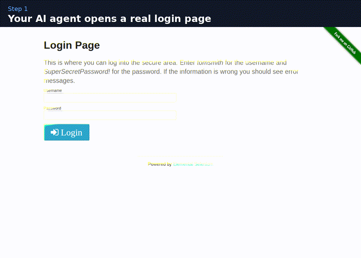 The agent opening a website, typing a login, and clicking its way in by itself