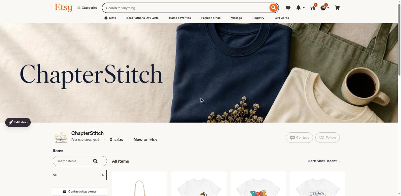 ChapterStitch — the agent-built Etsy shop